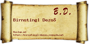Birnstingl Dezső névjegykártya