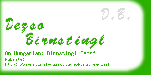 dezso birnstingl business card